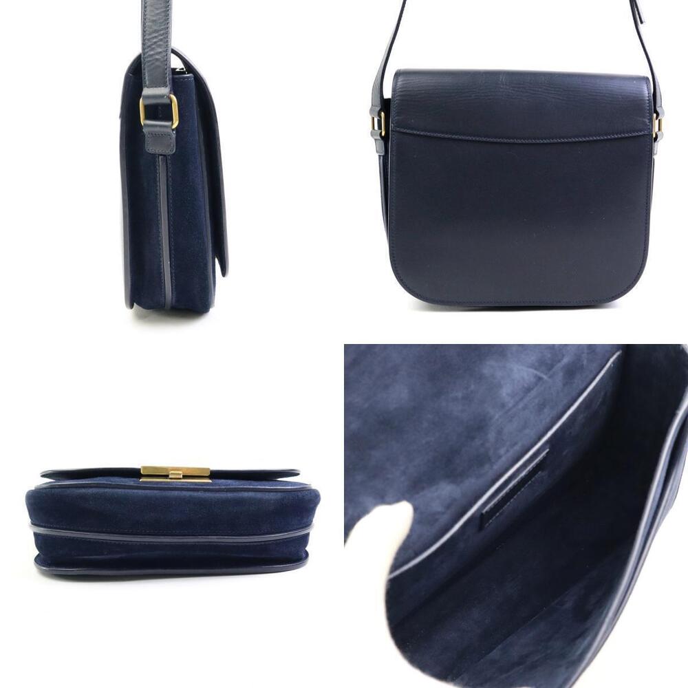 Saint Laurent bag leather gold Navy Blue suede Crossbody Gold Blue